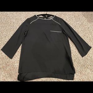 Black Blouse with White Piping Size 2